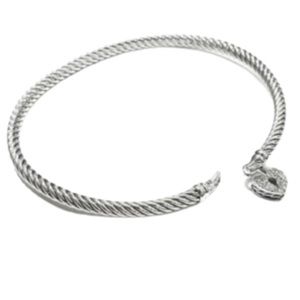 DAVID YURMAN 3MM HEART DIAMOND LOCK CABLE BRACELET